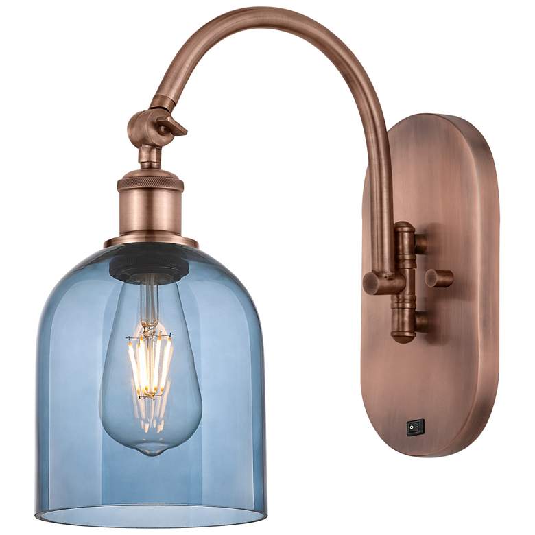 Image 1 Ballston Bella 13"H Copper Horizontally Adjustable Sconce w/ Blue Shad