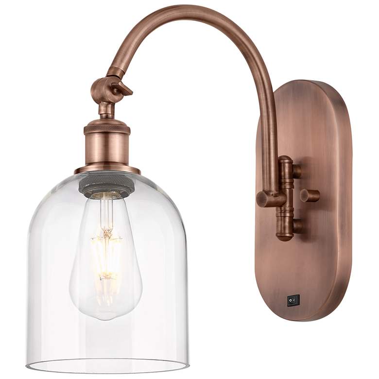 Image 1 Ballston Bella 13"H Copper Horizontally Adjustable Sconce w/ Clear Sha
