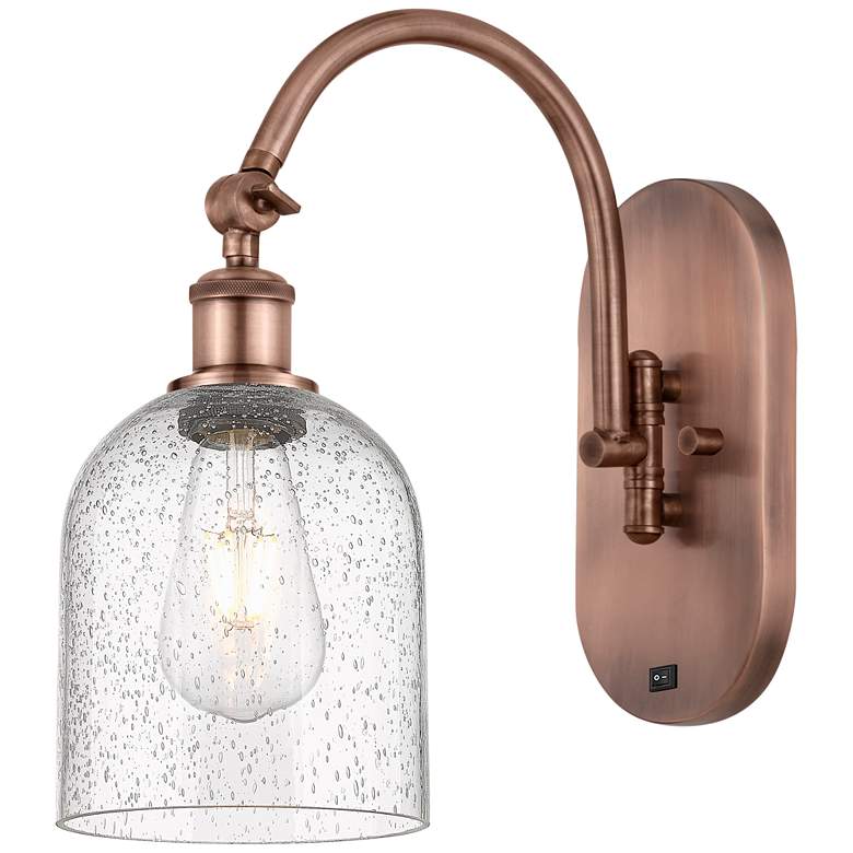 Image 1 Ballston Bella 13"H Copper Horizontally Adjustable Sconce w/ Seedy Sha