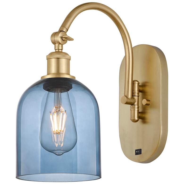 Image 1 Ballston Bella 13"H Gold Horizontally Adjustable Sconce w/ Blue Shade