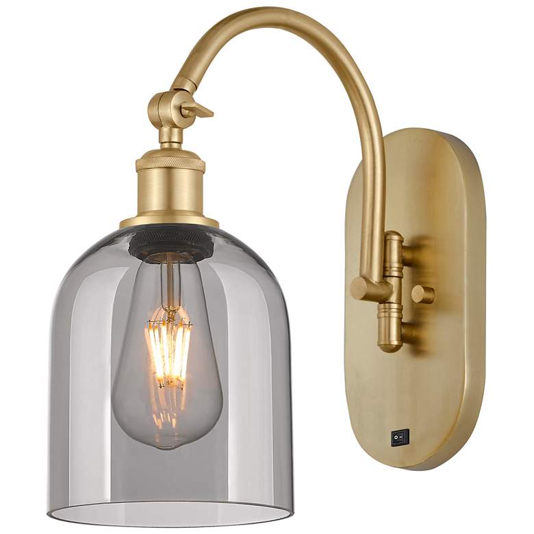 Image 1 Ballston Bella 13"H Gold Horizontally Adjustable Sconce w/ Smoke Shade