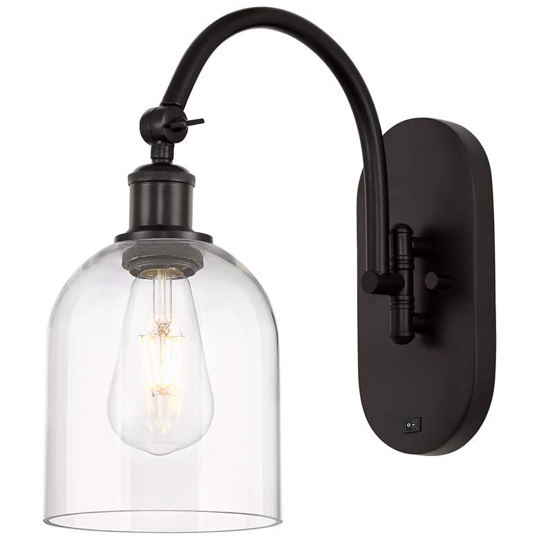 Image 1 Ballston Bella 13"H Oiled Bronze Adjustable Sconce w/ Clear Shade