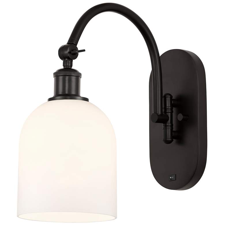 Image 1 Ballston Bella 13"H Oiled Bronze Adjustable Sconce w/ Gloss White Shad