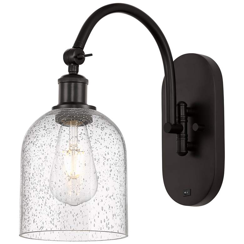 Image 1 Ballston Bella 13"H Oiled Bronze Adjustable Sconce w/ Seedy Shade