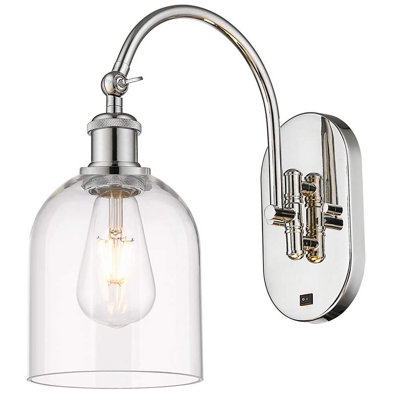 Image 1 Ballston Bella 13"H Polished Nickel Adjustable Sconce w/ Clear Shade