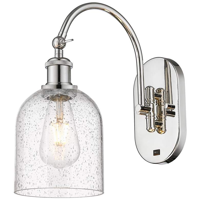 Image 1 Ballston Bella 13"H Polished Nickel Adjustable Sconce w/ Seedy Shade