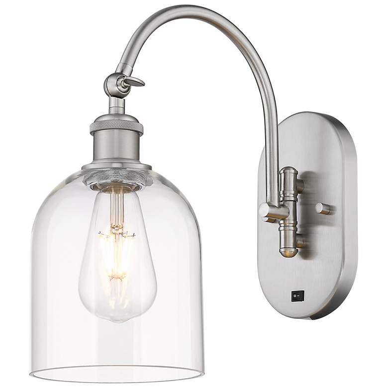 Image 1 Ballston Bella 13"H Satin Nickel Adjustable Sconce w/ Clear Shade