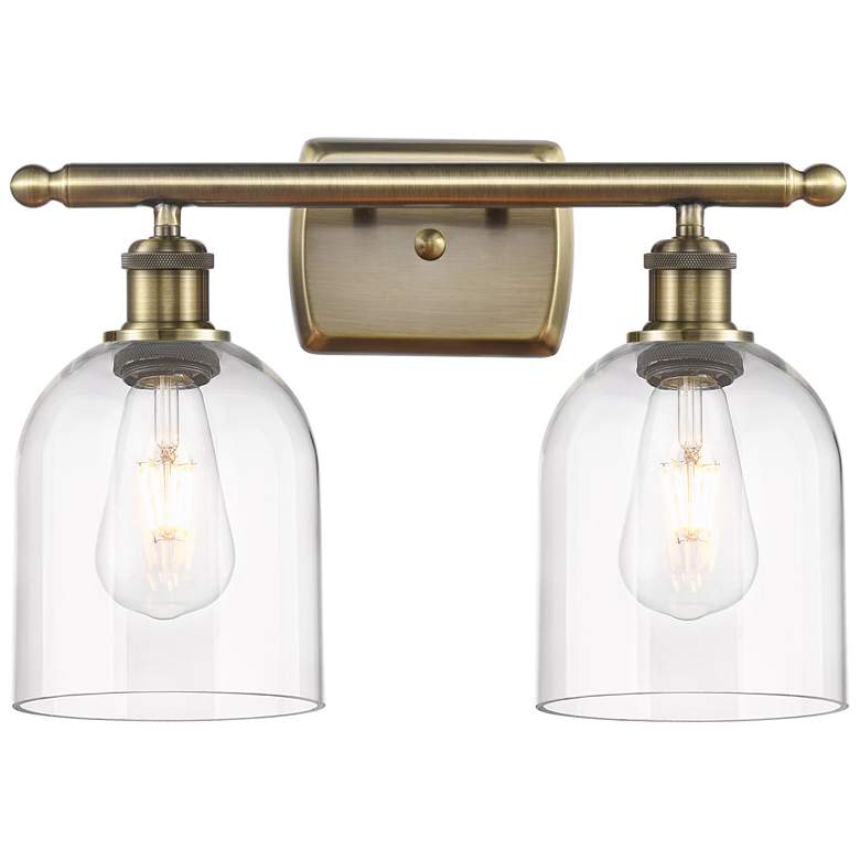 Image 1 Ballston Bella 15.5" Wide 2 Light Antique Brass Bath Light With Clear