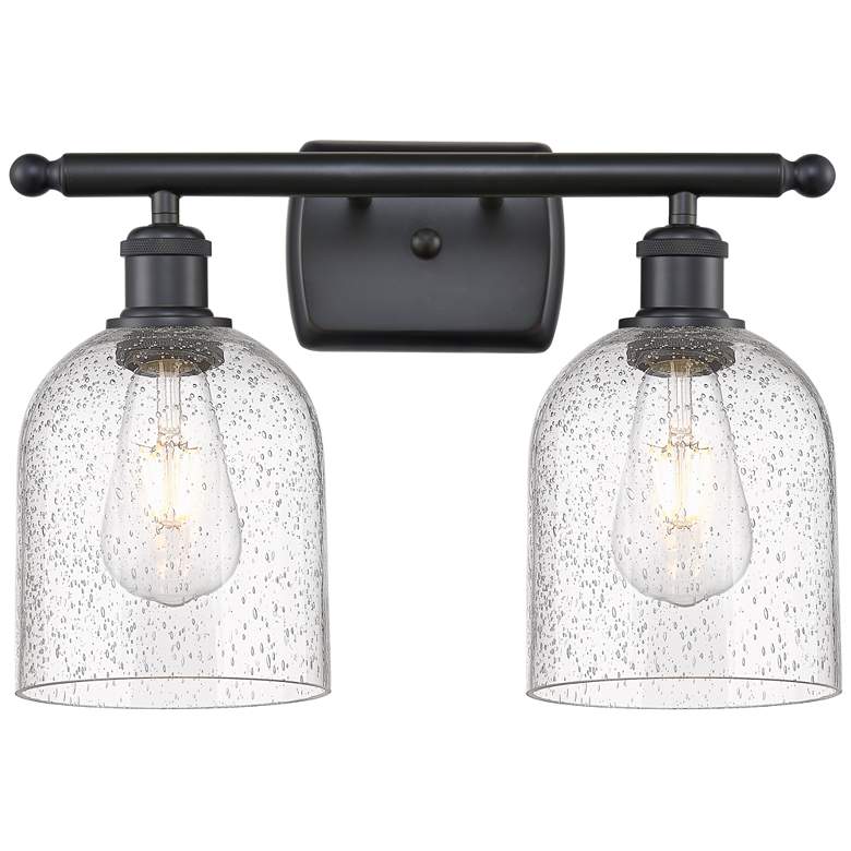Image 1 Ballston Bella 15.5" Wide 2 Light Matte Black Bath Light With Seedy Sh