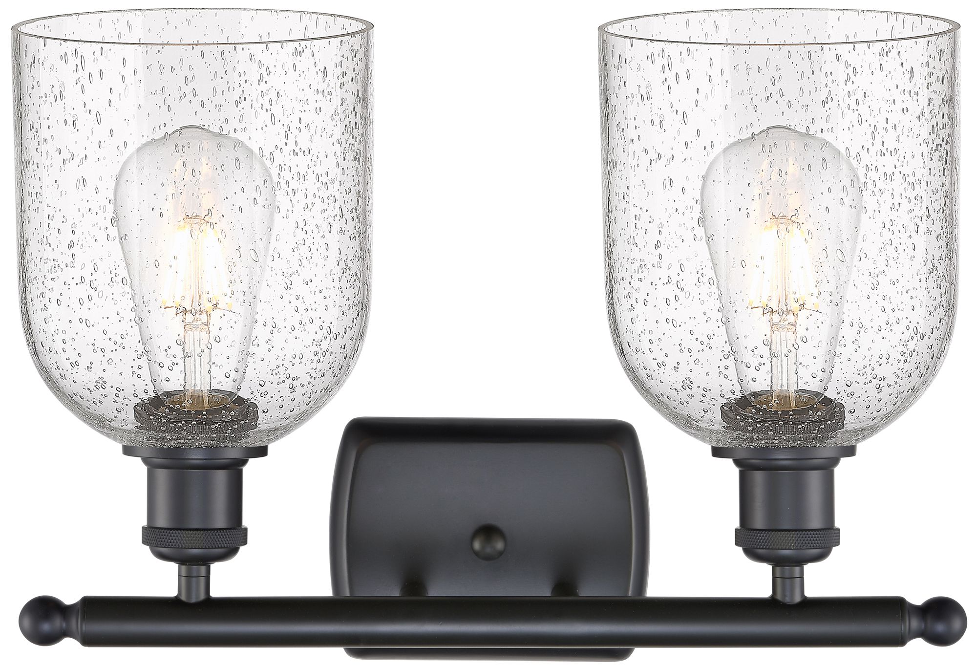 Image 2 Ballston Bella 15.5" Wide 2 Light Matte Black Bath Light With Seedy Sh more views