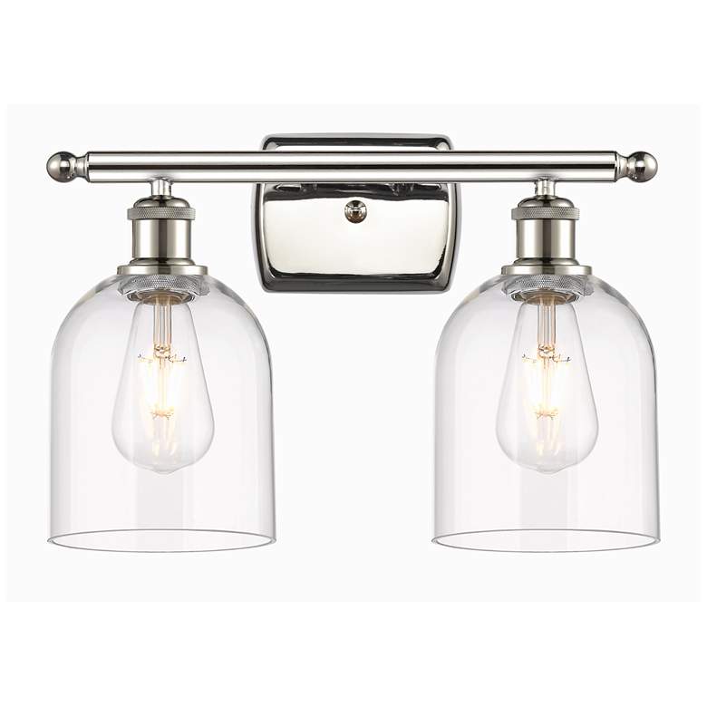 Image 1 Ballston Bella 15.5" Wide 2 Light Polished Nickel Bath Light w/ Clear