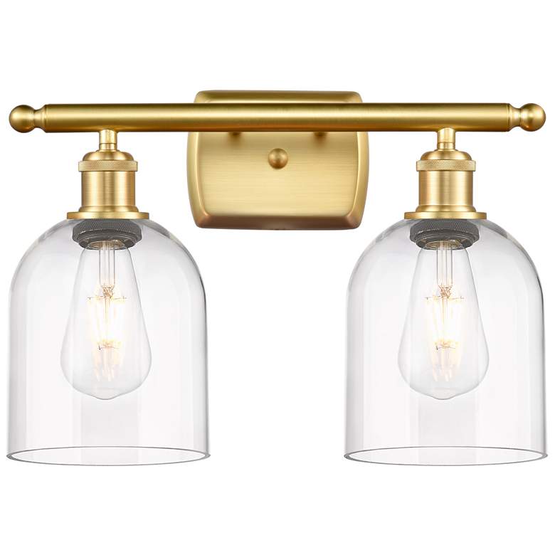 Image 1 Ballston Bella 15.5" Wide 2 Light Satin Gold Bath Light With Clear Sha