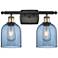 Ballston Bella 15.5"W 2 Light Black Antique Brass Bath Light w/ Blue S