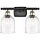 Ballston Bella 15.5"W 2 Light Black Antique Brass Bath Light w/ Clear