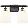Ballston Bella 15.5"W 2 Light Black Brass Bath Light w/ Gloss White Sh