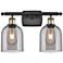 Ballston Bella 15.5"W 2 Light Black Brass Bath Light w/ Light Smoke Sh