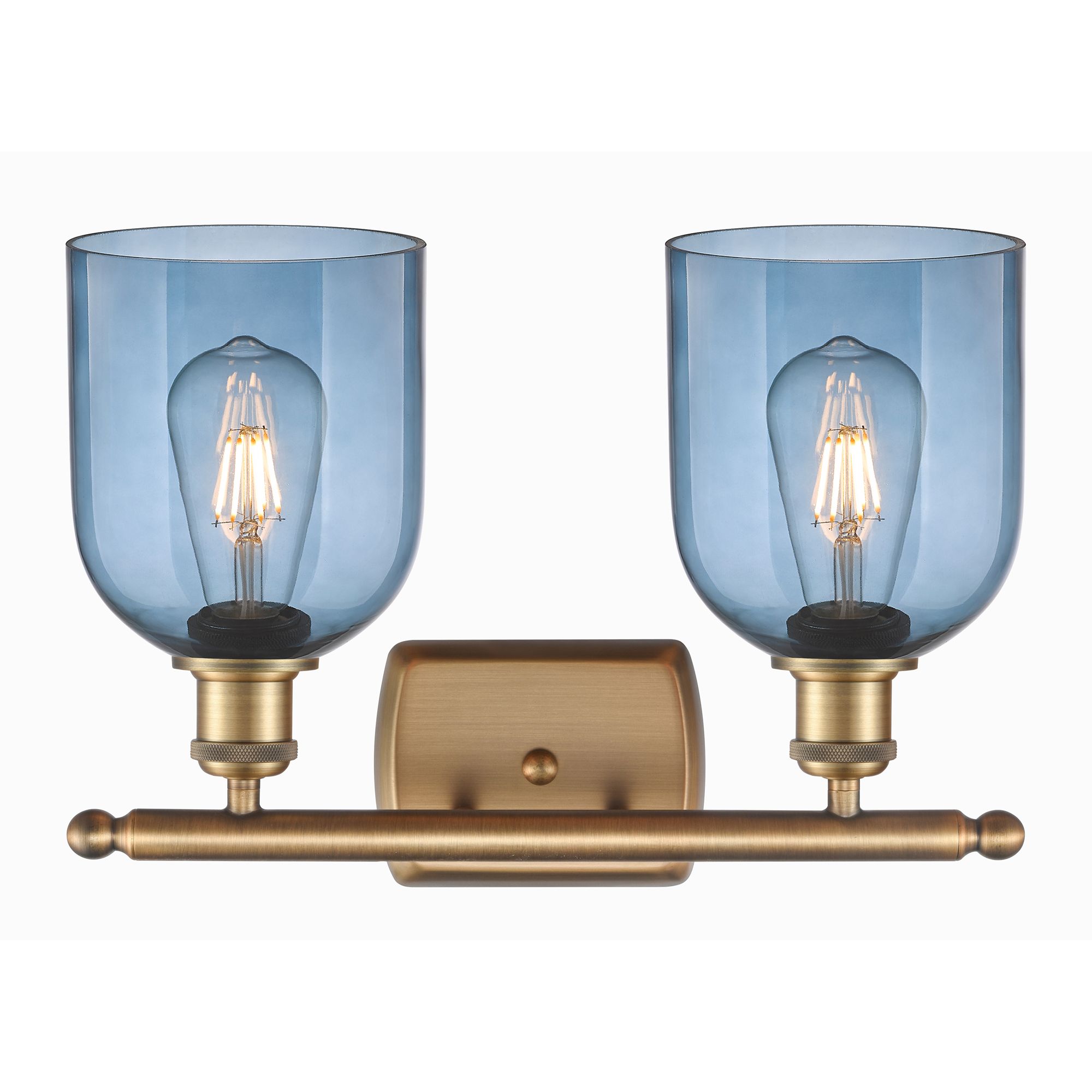 Image 2 Ballston Bella 15.5"W 2 Light Brushed Brass Bath Light w/ Blue Shade more views