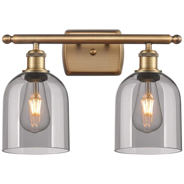 Image 1 Ballston Bella 15.5"W 2 Light Brushed Brass Bath Light w/ Light Smoke