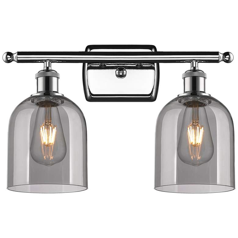 Image 1 Ballston Bella 15.5"W 2 Light Chrome Bath Light w/ Light Smoke Shade