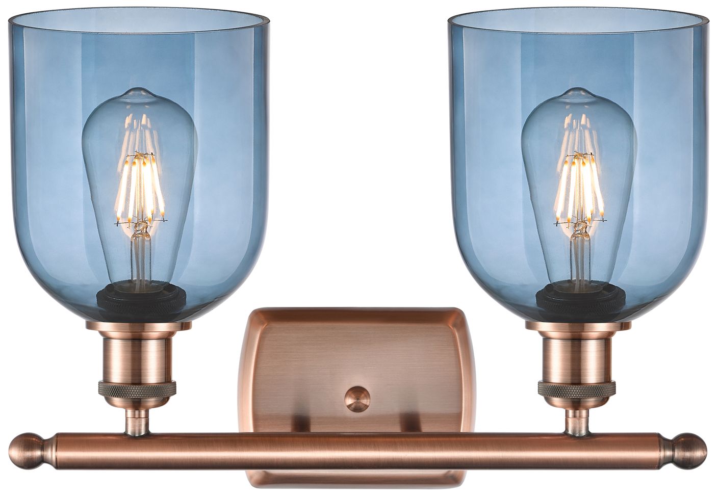 Image 2 Ballston Bella 15.5"W 2 Light Copper Bath Light w/ Princess Blue Shade more views
