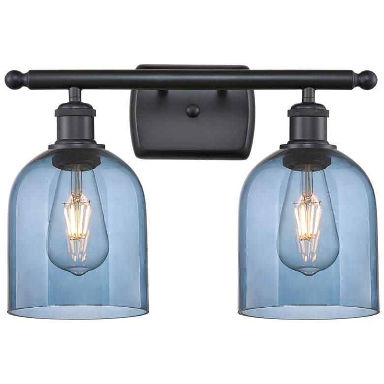 Image 1 Ballston Bella 15.5"W 2 Light Matte Black Bath Light w/ Princess Blue