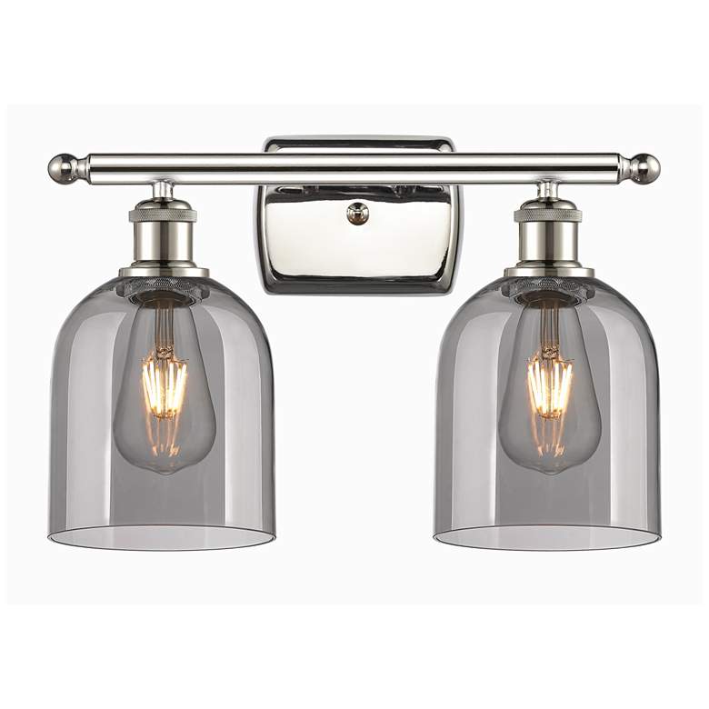 Image 1 Ballston Bella 15.5"W 2 Light Polished Nickel Bath Light w/ Smoke Shad