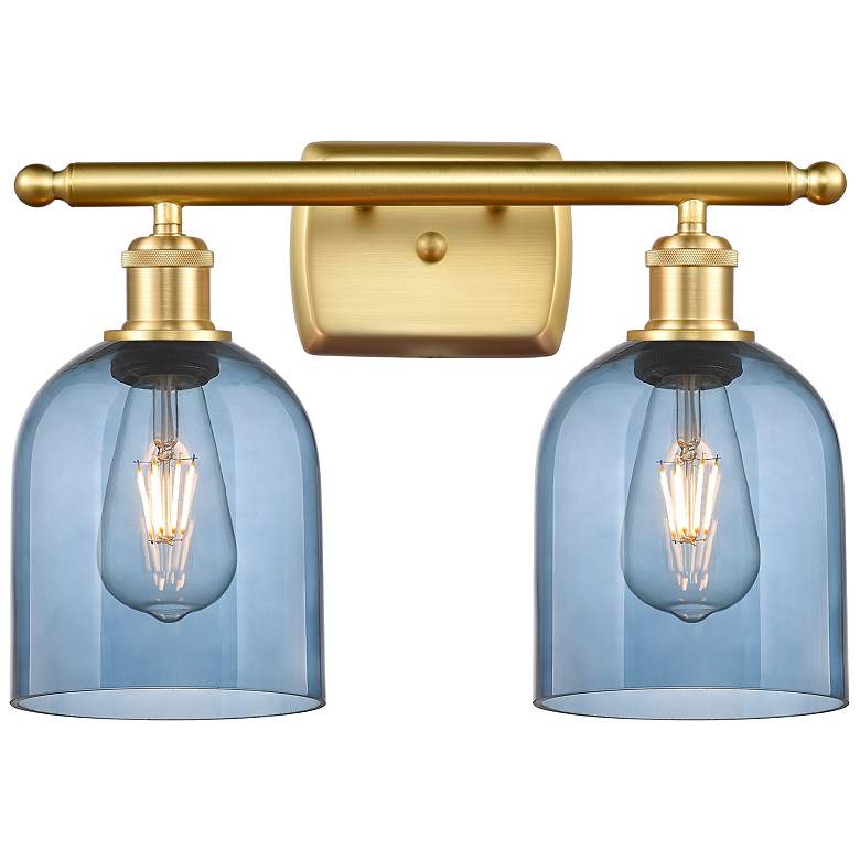 Image 1 Ballston Bella 15.5"W 2 Light Satin Gold Bath Light w/ Princess Blue S
