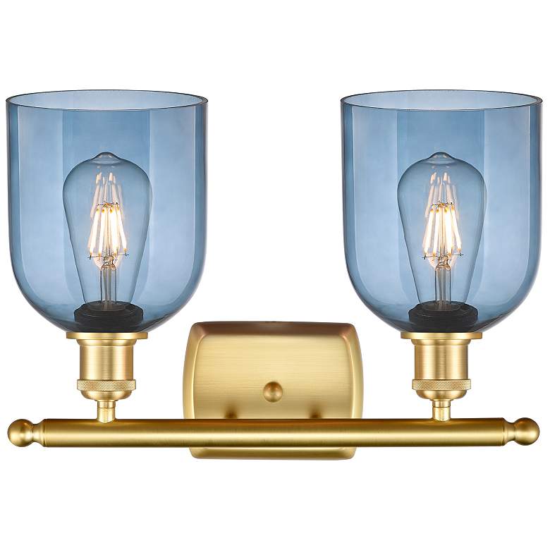 Image 4 Ballston Bella 15.5"W 2 Light Satin Gold Bath Light w/ Princess Blue S more views