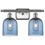Ballston Bella 15.5"W 2 Light Satin Nickel Bath Light w/ Blue Shade