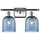 Ballston Bella 15.5"W 2 Light Satin Nickel Bath Light w/ Blue Shade
