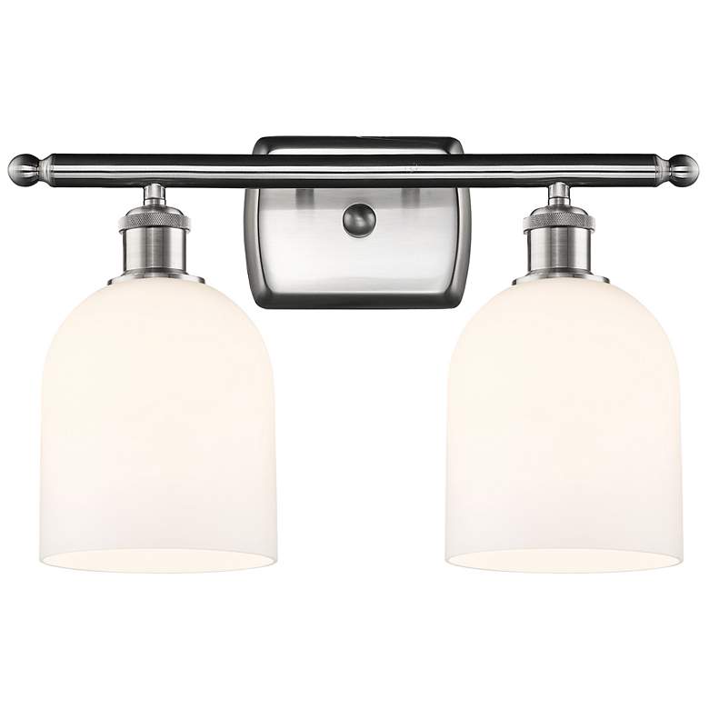Image 1 Ballston Bella 15.5"W 2 Light Satin Nickel Bath Light w/ Glossy White