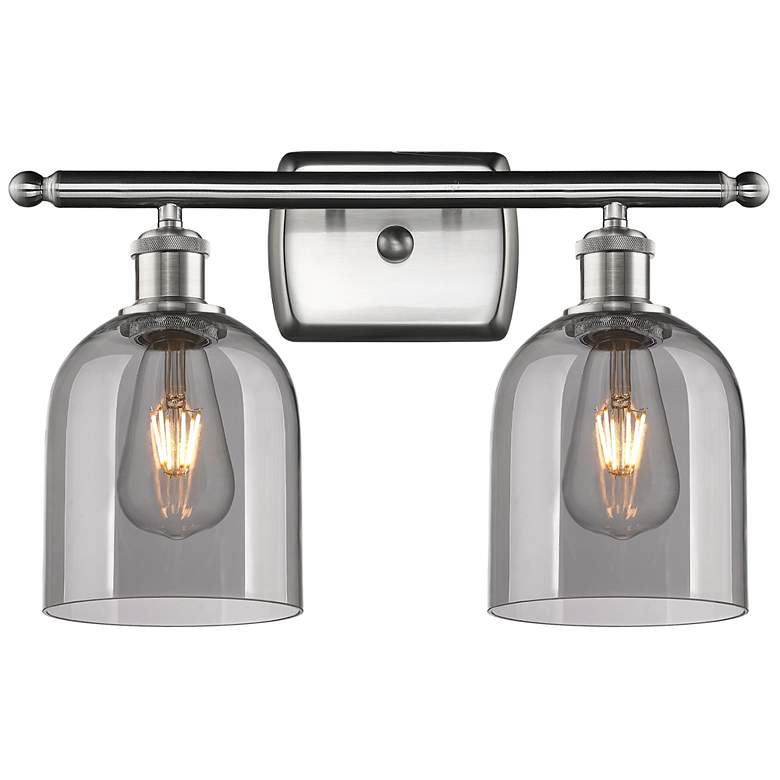 Image 1 Ballston Bella 15.5"W 2 Light Satin Nickel Bath Light w/ Light Smoke S