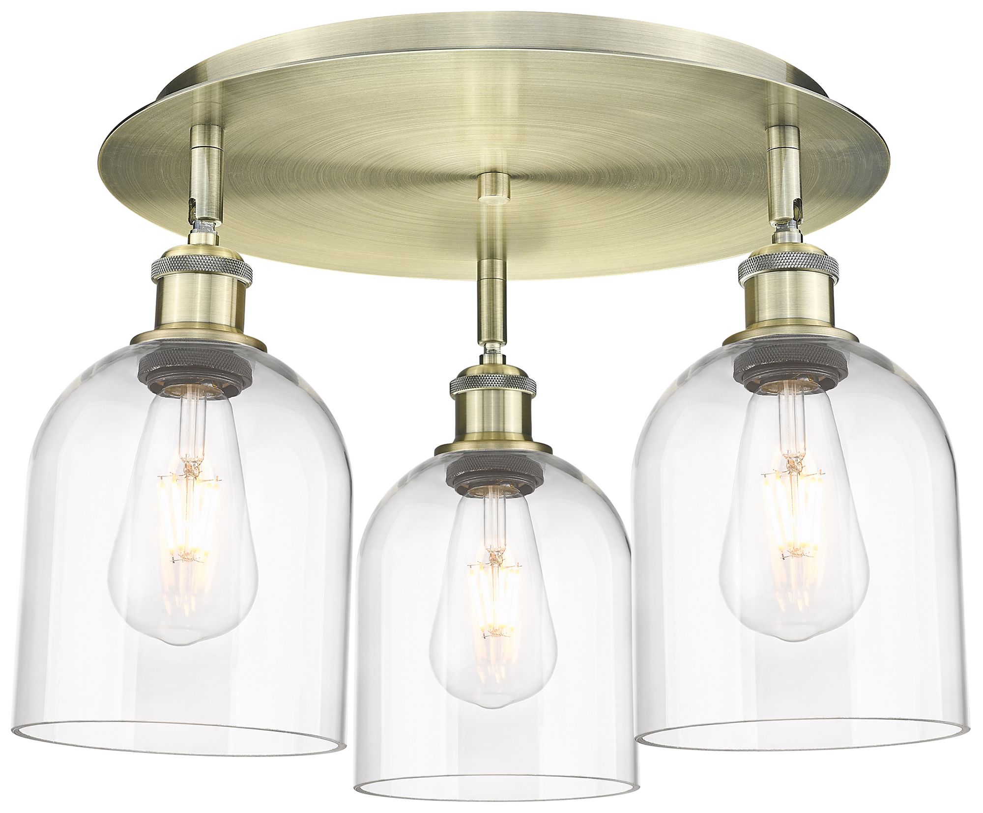 Ballston Bella 17.25" Wide 3-Light Antique Brass Flush Mount w/ Clear