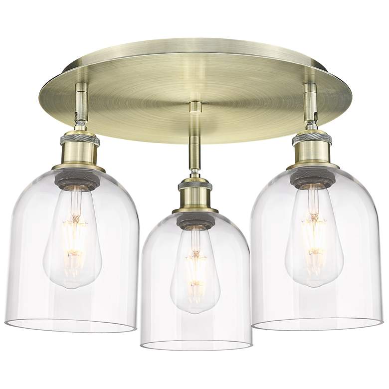 Image 1 Ballston Bella 17.25" Wide 3-Light Antique Brass Flush Mount w/ Clear