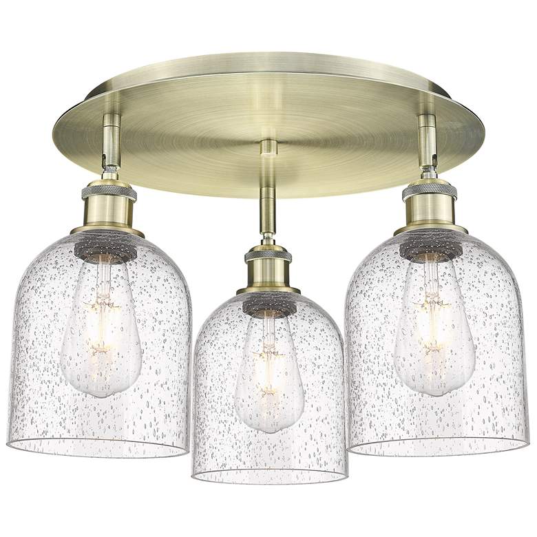 Image 1 Ballston Bella 17.25" Wide 3-Light Antique Brass Flush Mount w/ Seedy