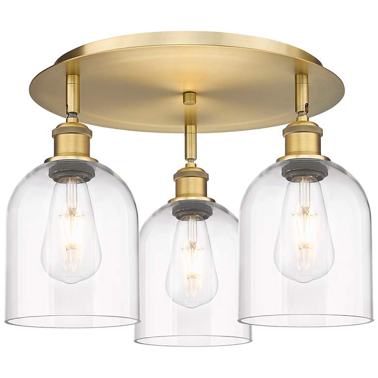 Image 1 Ballston Bella 17.25" Wide 3-Light Brushed Brass Flush Mount w/ Clear