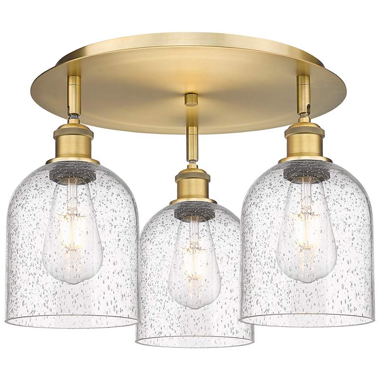Image 1 Ballston Bella 17.25" Wide 3-Light Brushed Brass Flush Mount w/ Seedy