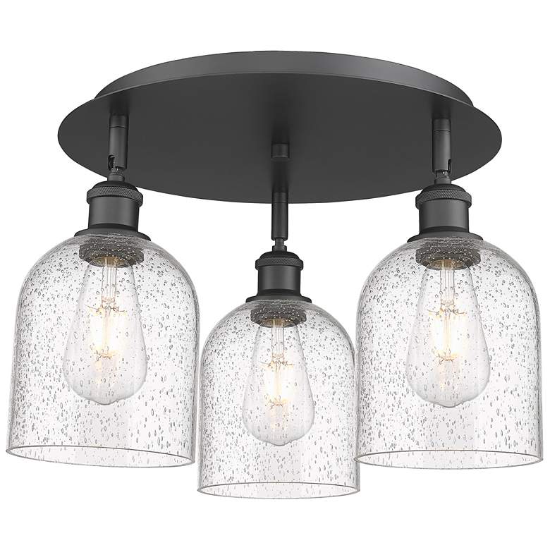 Image 1 Ballston Bella 17.25" Wide 3-Light Matte Black Flush Mount With Seedy