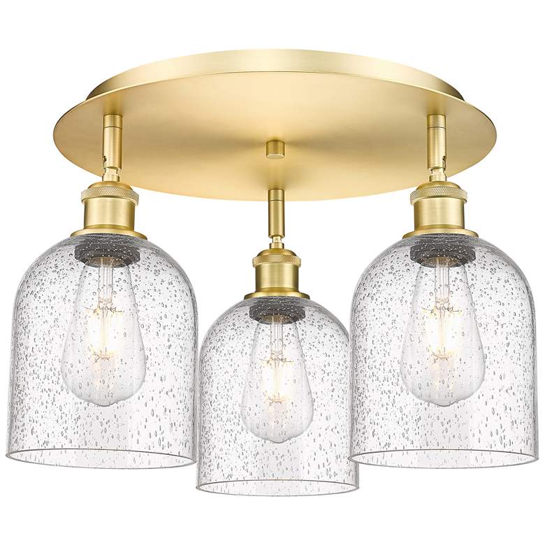 Image 1 Ballston Bella 17.25" Wide 3-Light Satin Gold Flush Mount With Seedy S