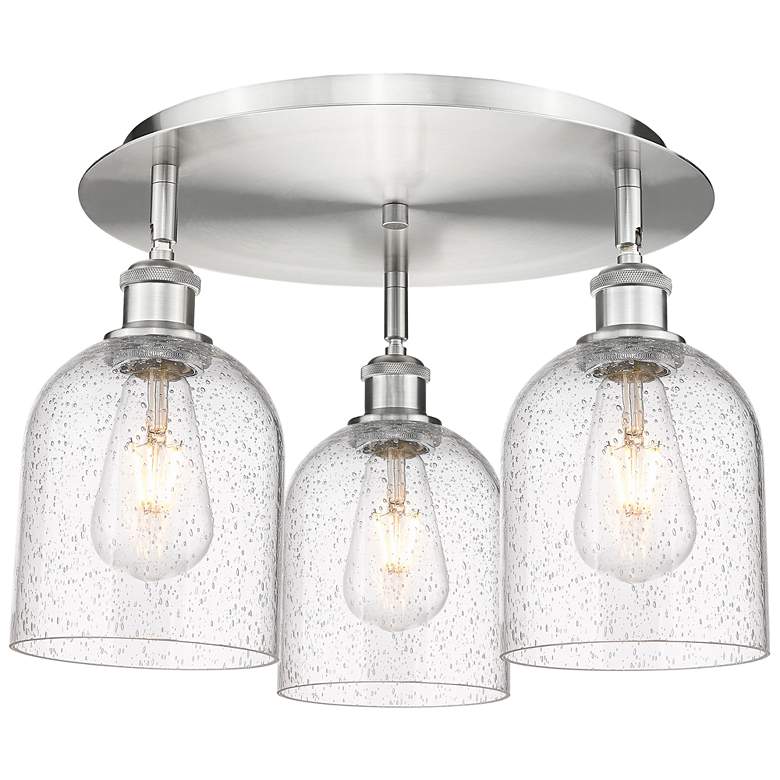 Image 1 Ballston Bella 17.25" Wide 3-Light Satin Nickel Flush Mount w/ Seedy S