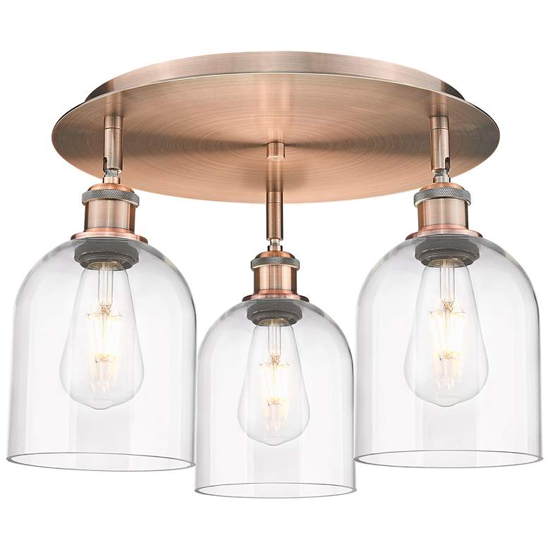 Image 1 Ballston Bella 17.25"W 3-Light Antique Copper Flush Mount w/ Clear Sha