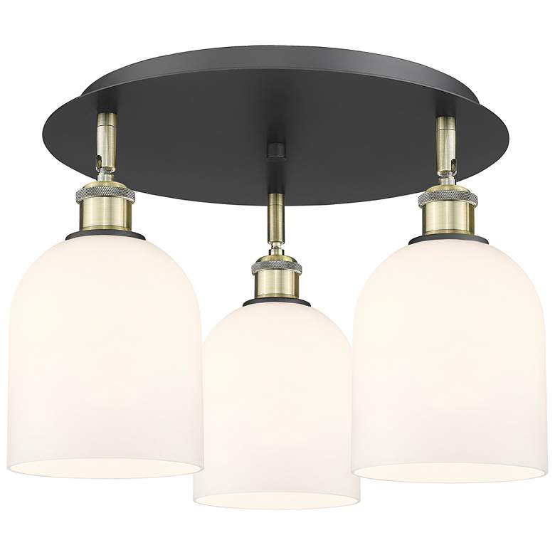 Image 1 Ballston Bella 17.25"W 3-Light Black Brass Flush Mount w/ Gloss White
