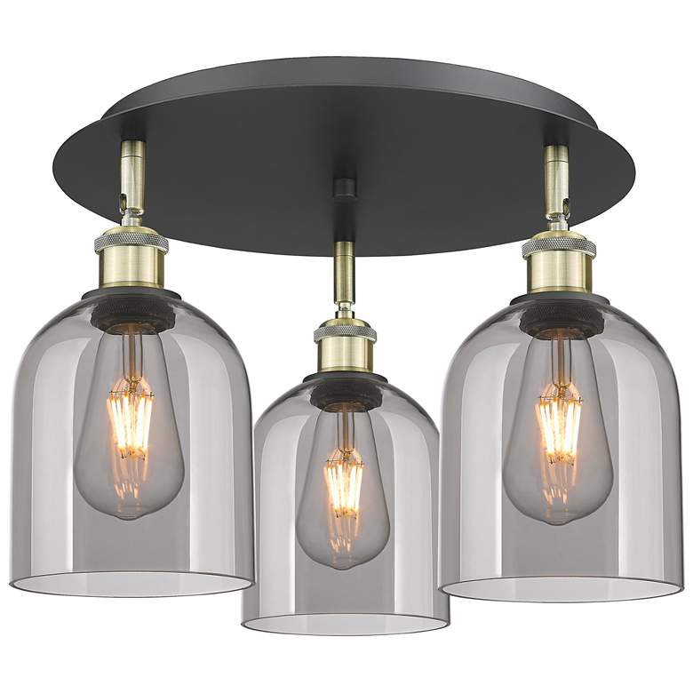 Image 1 Ballston Bella 17.25"W 3-Light Black Brass Flush Mount w/ Light Smoke