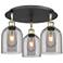 Ballston Bella 17.25"W 3-Light Black Brass Flush Mount w/ Light Smoke