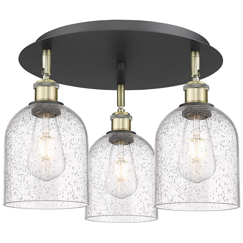 Image 1 Ballston Bella 17.25"W 3-Light Black Brass Flush Mount w/ Seedy Shade