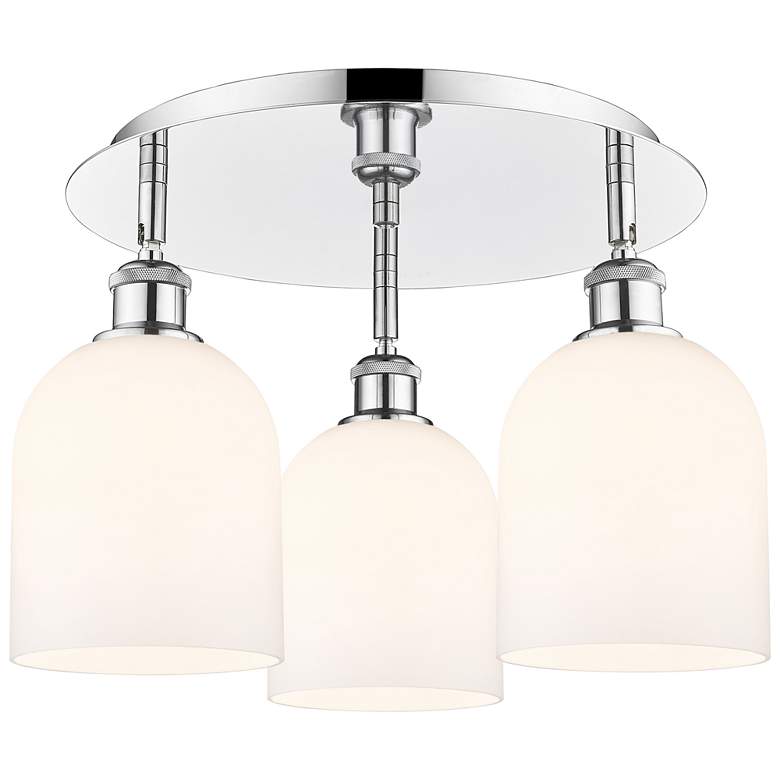 Image 1 Ballston Bella 17.25"W 3-Light Chrome Flush Mount w/ Gloss White Shade
