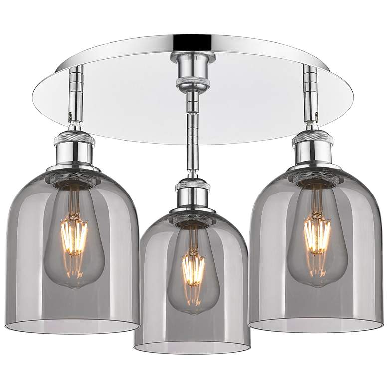 Image 1 Ballston Bella 17.25"W 3-Light Chrome Flush Mount w/ Smoke Shade