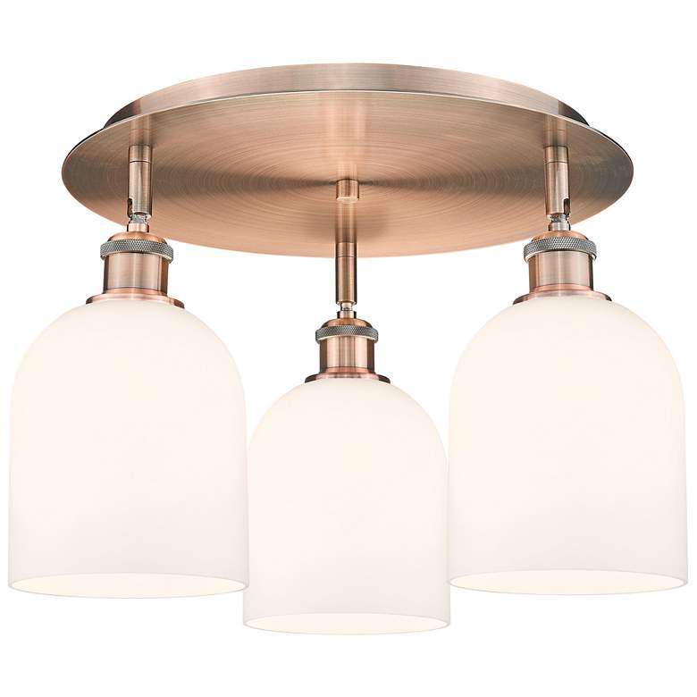 Image 1 Ballston Bella 17.25"W 3-Light Copper Flush Mount w/ Gloss White Shade