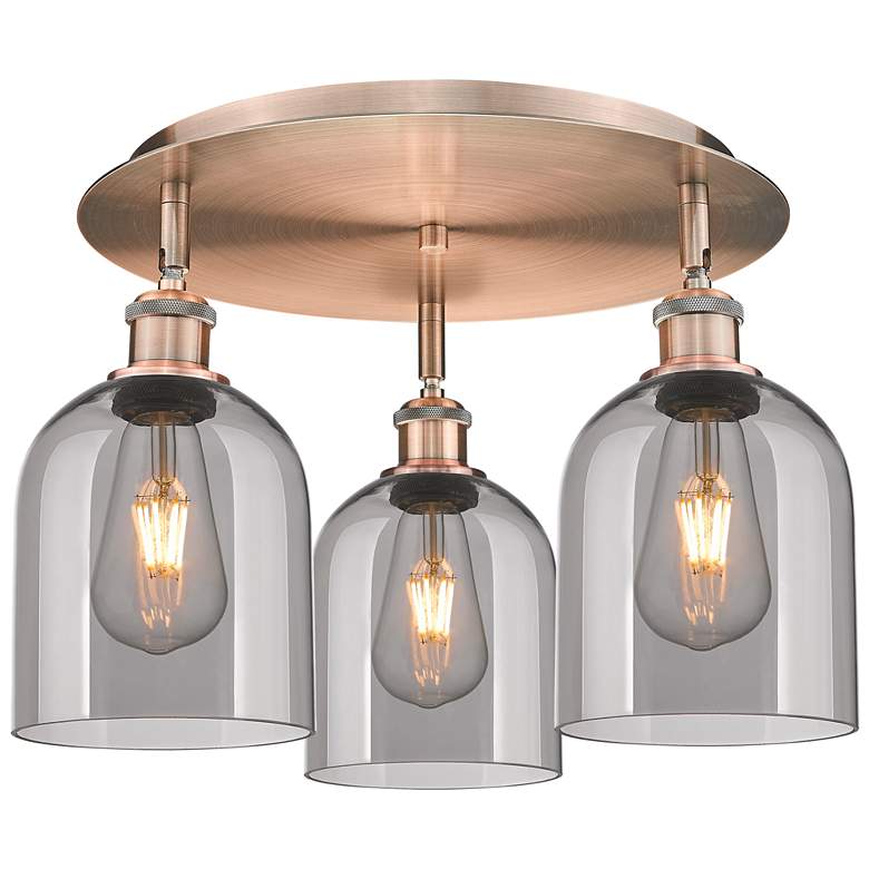 Image 1 Ballston Bella 17.25"W 3-Light Copper Flush Mount w/ Light Smoke Shade