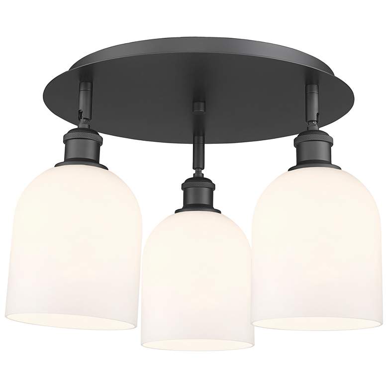 Image 1 Ballston Bella 17.25"W 3-Light Matte Black Flush Mount w/ Gloss White